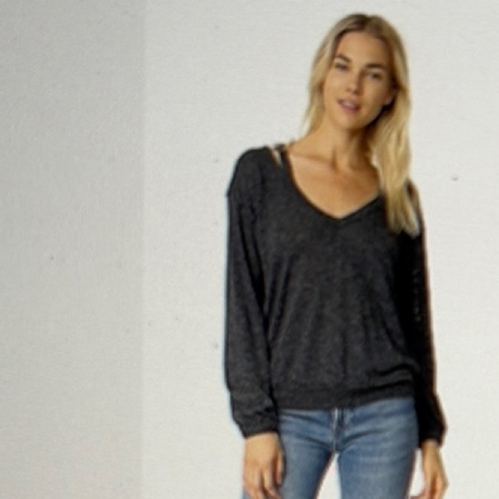 Splendid Gray V-Neck Sweater